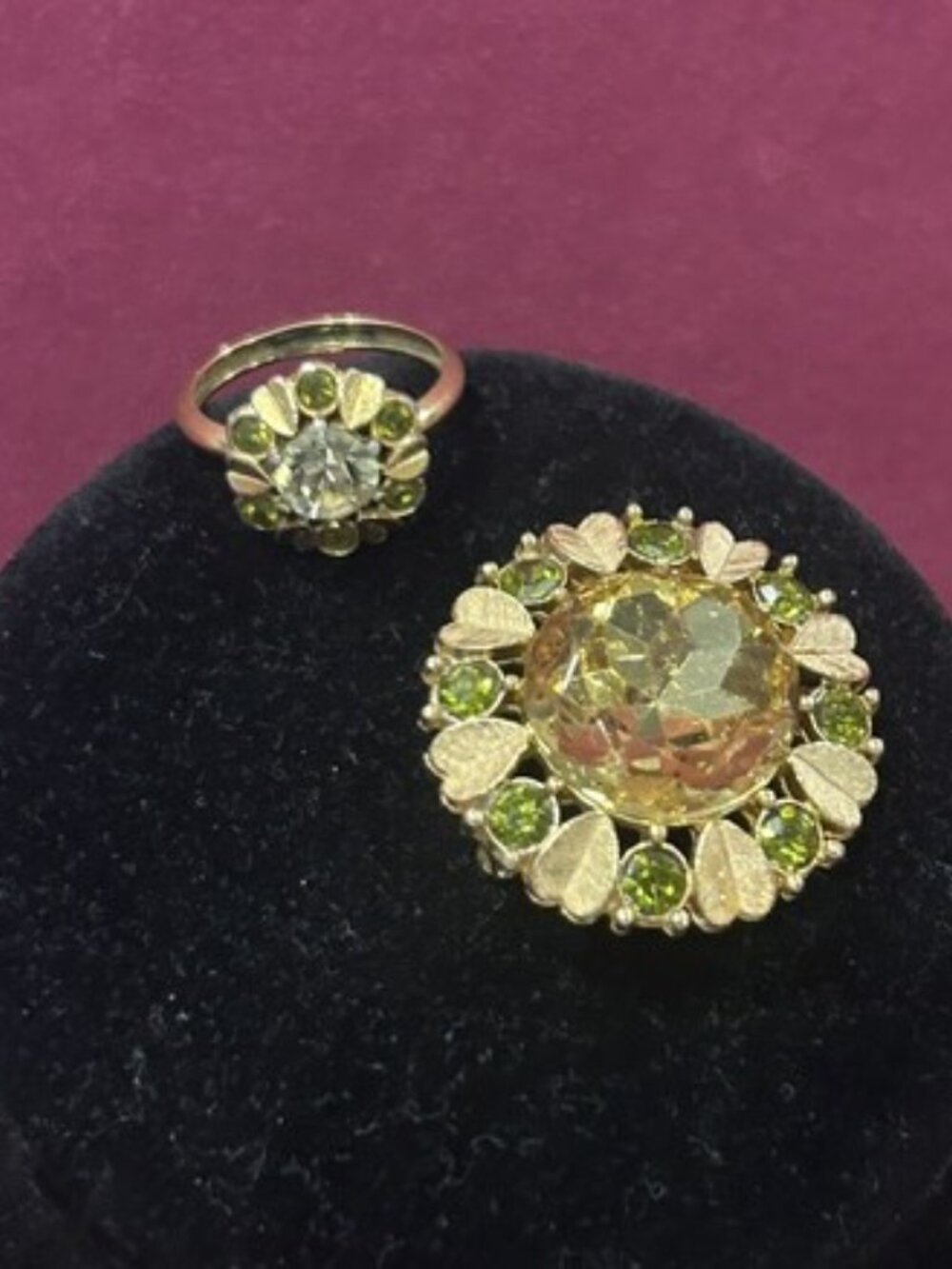 AVON 1974 “Sun Brilliants” Pendant/Brooch and Ring SET